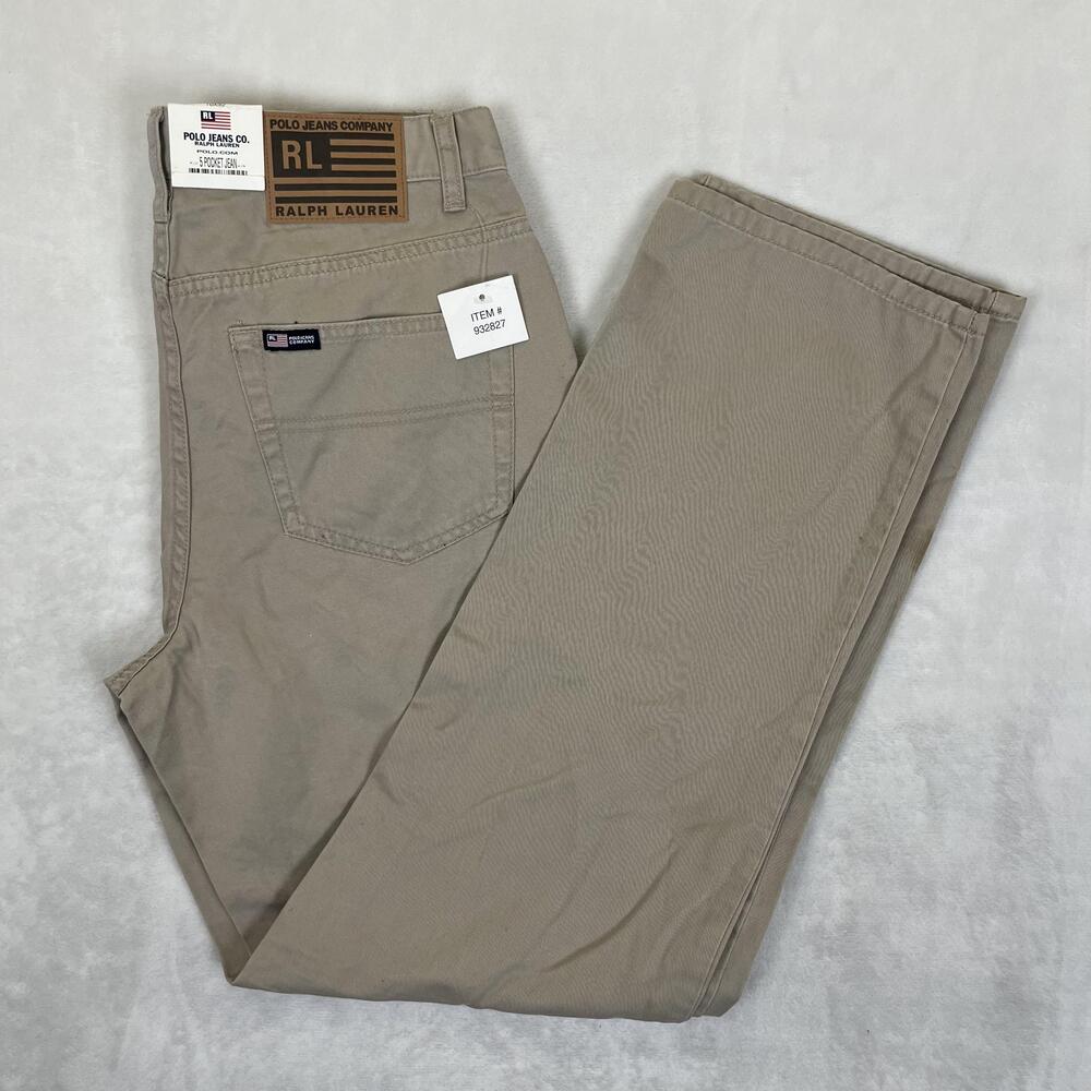 VTG Ralph Lauren Polo Jeans Co. Straight Jeans Womens 10 Beige Pants READ Y2K